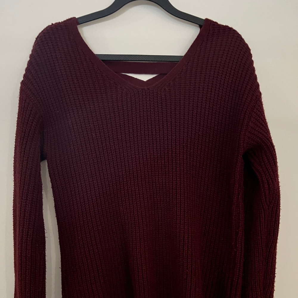 Maroon criss cross back sweater